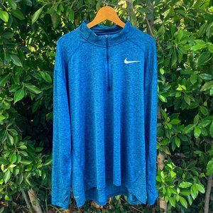 Nike DryFit 1/4 Zip Blue Long Sleeve Running Athletic Shirt Men's Size XXL